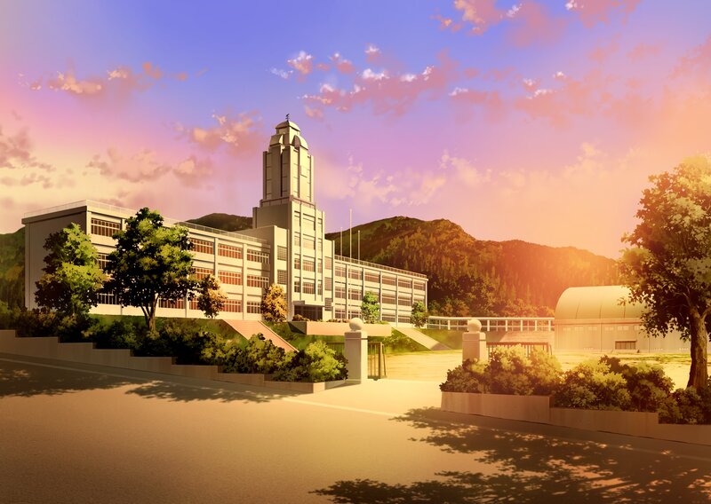 School Building at Sunset — Purple
