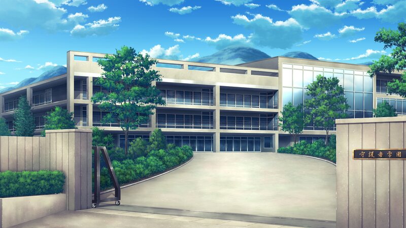 School Building Exterior — Blue
