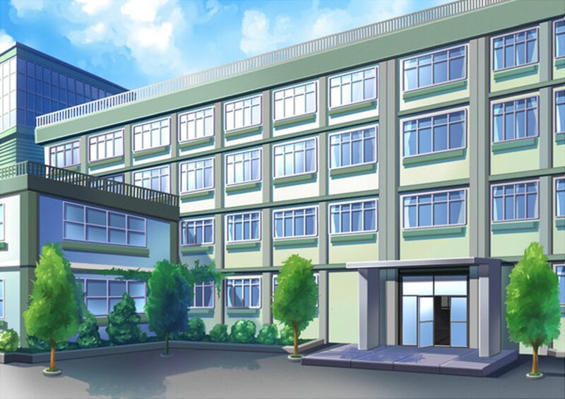 School Building Exterior — Green