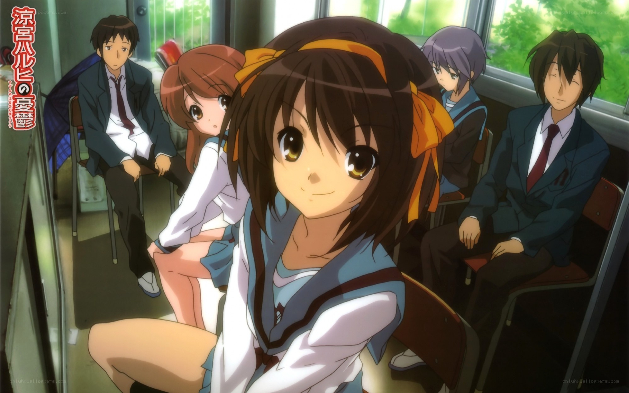 School bus scene with anime characters