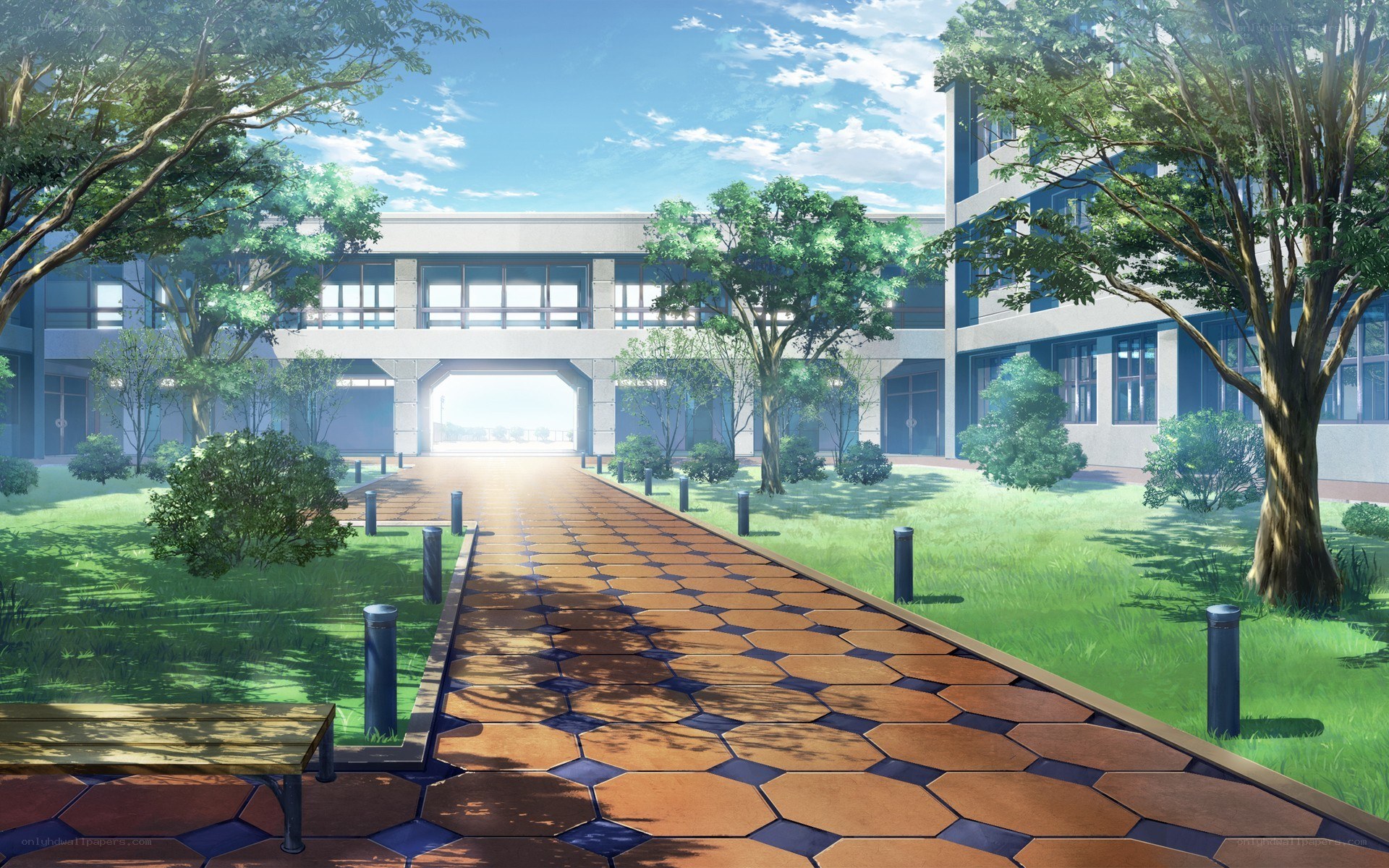 school courtyard on a sunny day