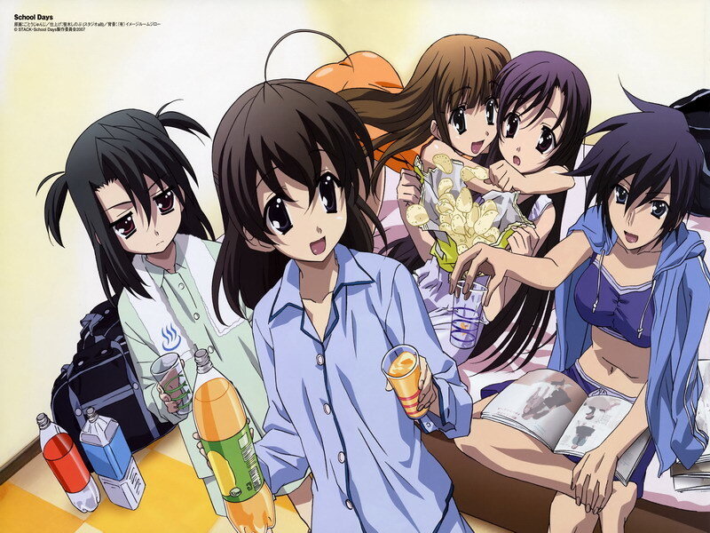 School Days characters gathering
