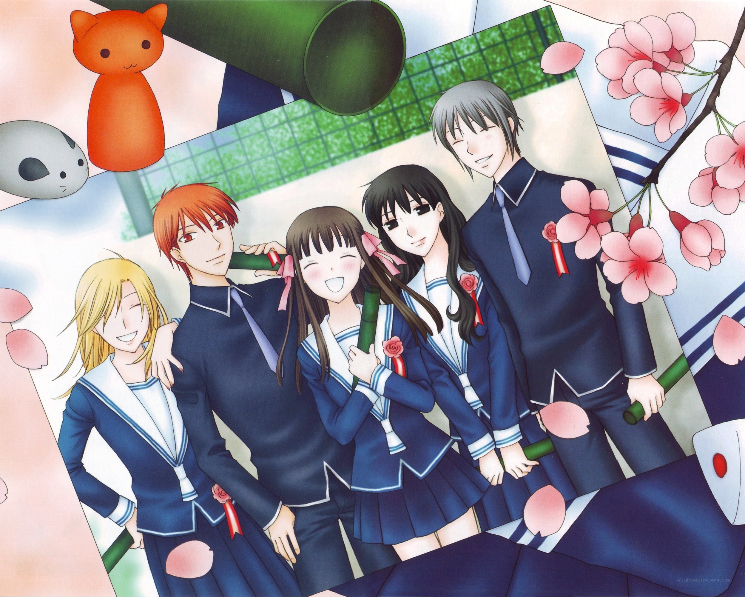 School friends with cherry blossoms