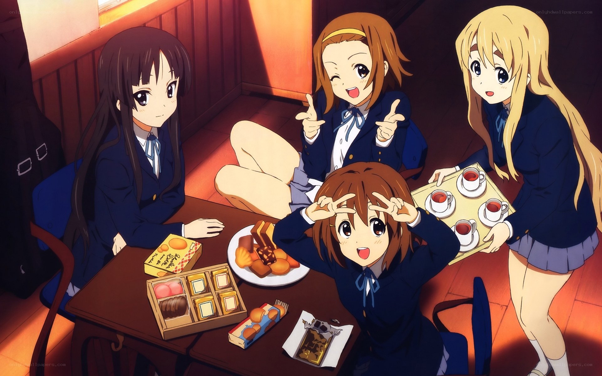 School girls enjoying sweets