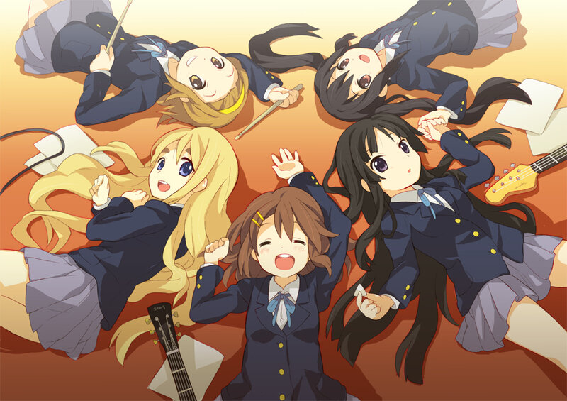 School girls in uniform lying down