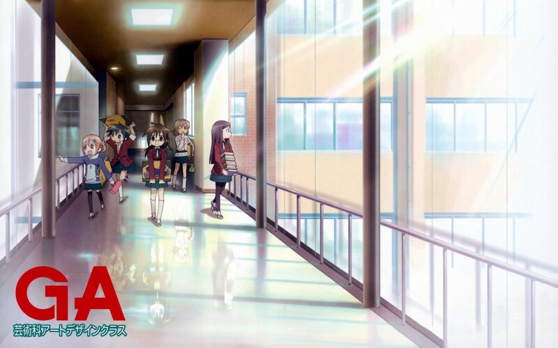 School hallway anime scene