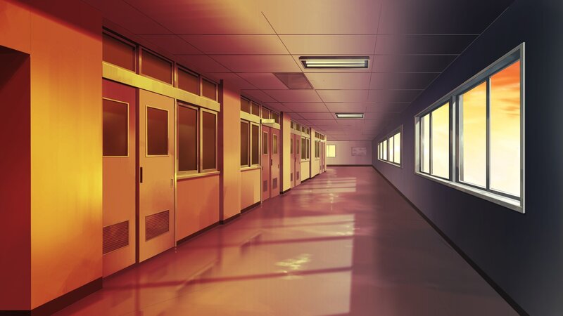 School Hallway at Sunset — Orange, Serene