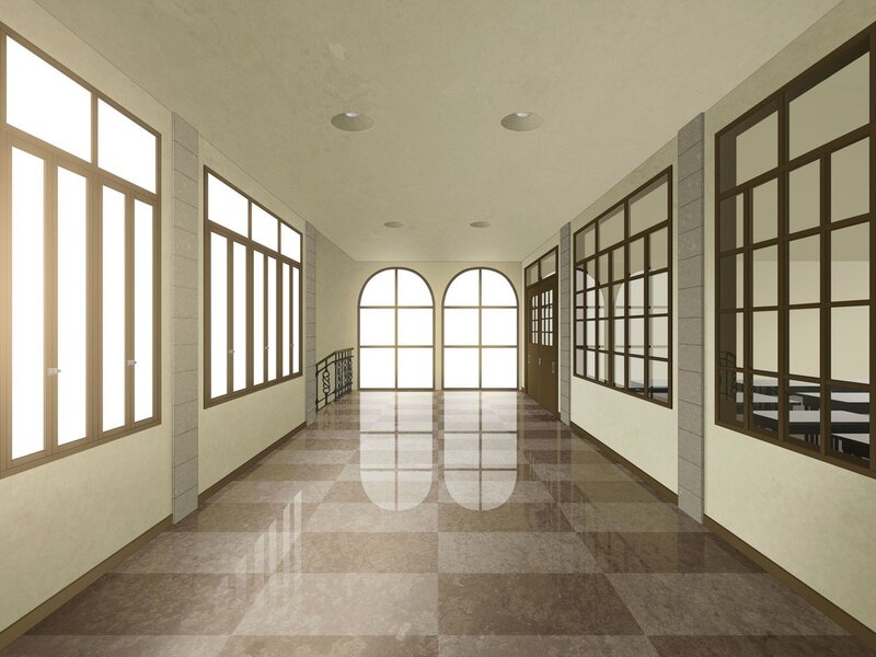 School Hallway — Beige