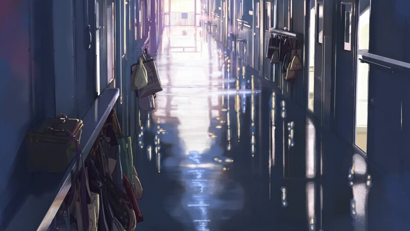 School Hallway — Blue