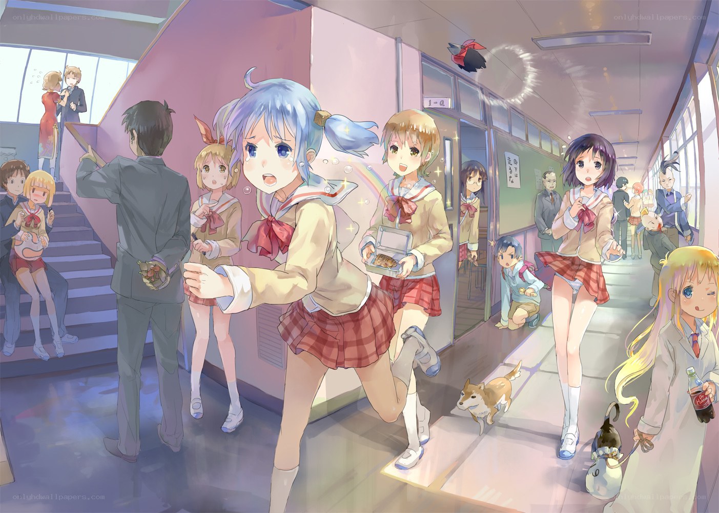 School hallway chaos