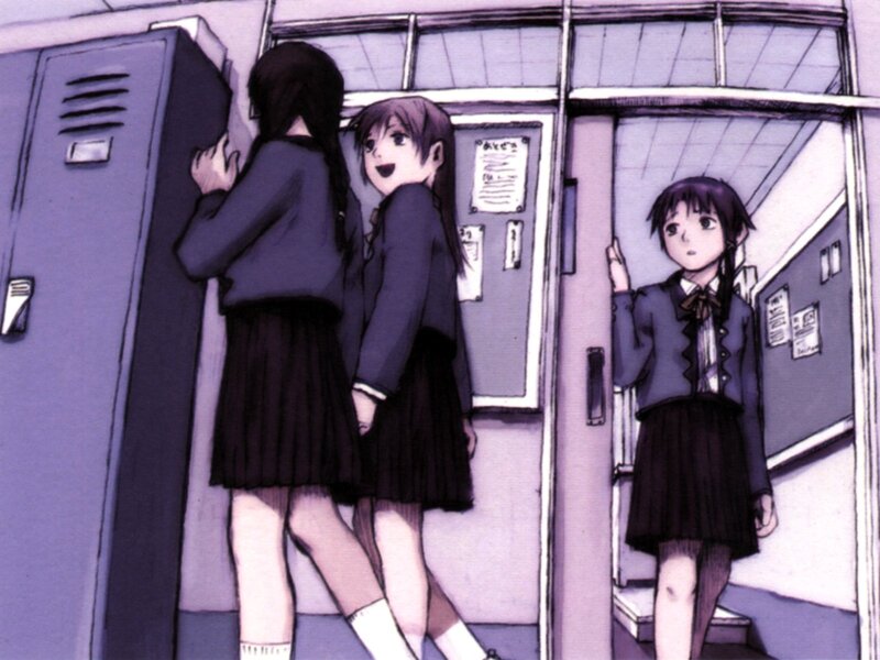 school hallway scene with students
