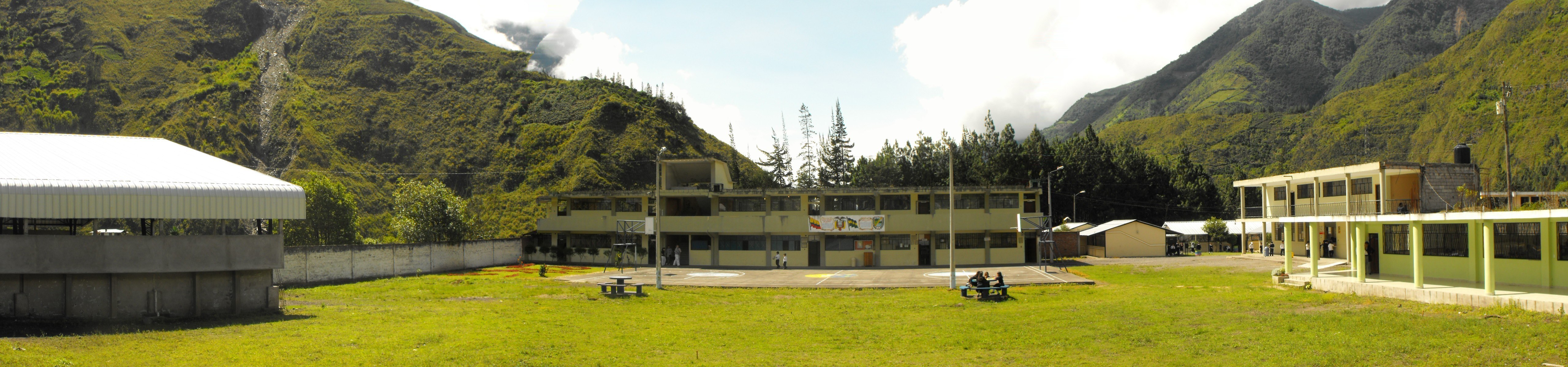 School in mountain valley