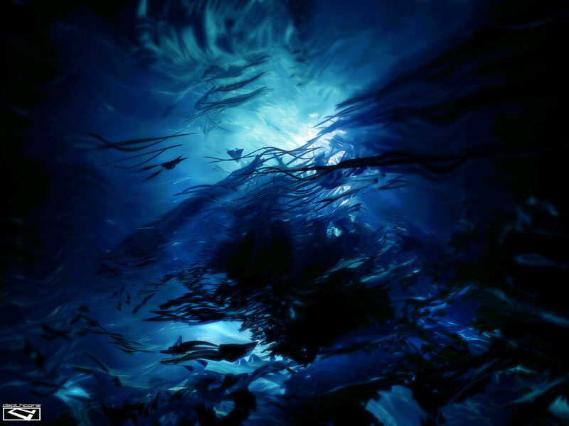School of Fish Underwater — Blue, Dramatic