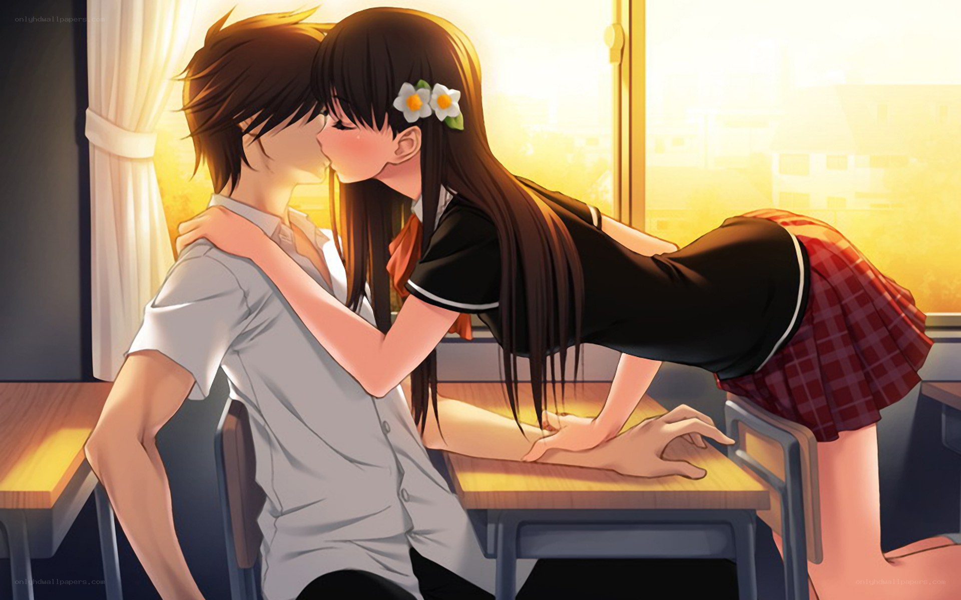 school romance kiss