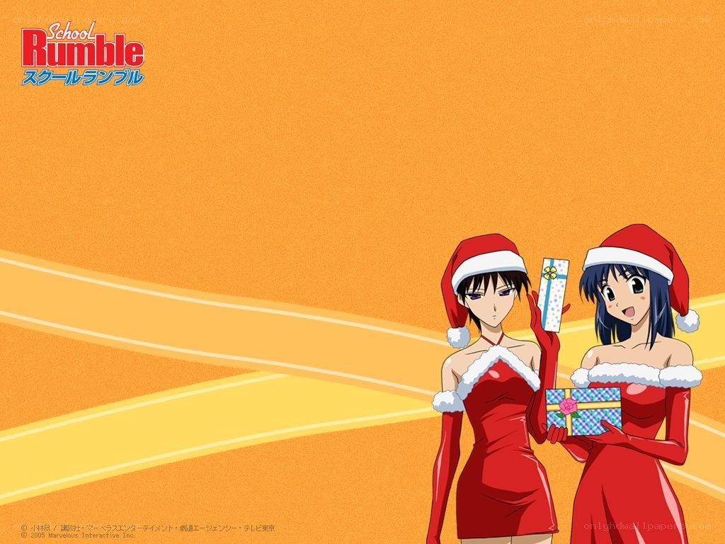 School Rumble characters in Santa outfits
