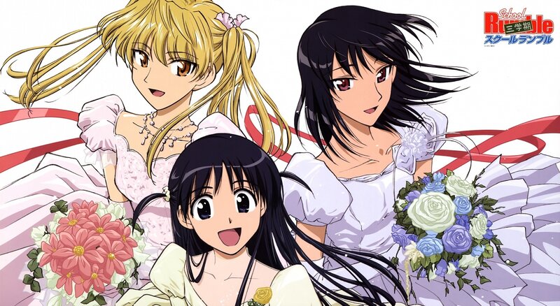 School Rumble characters in wedding dresses