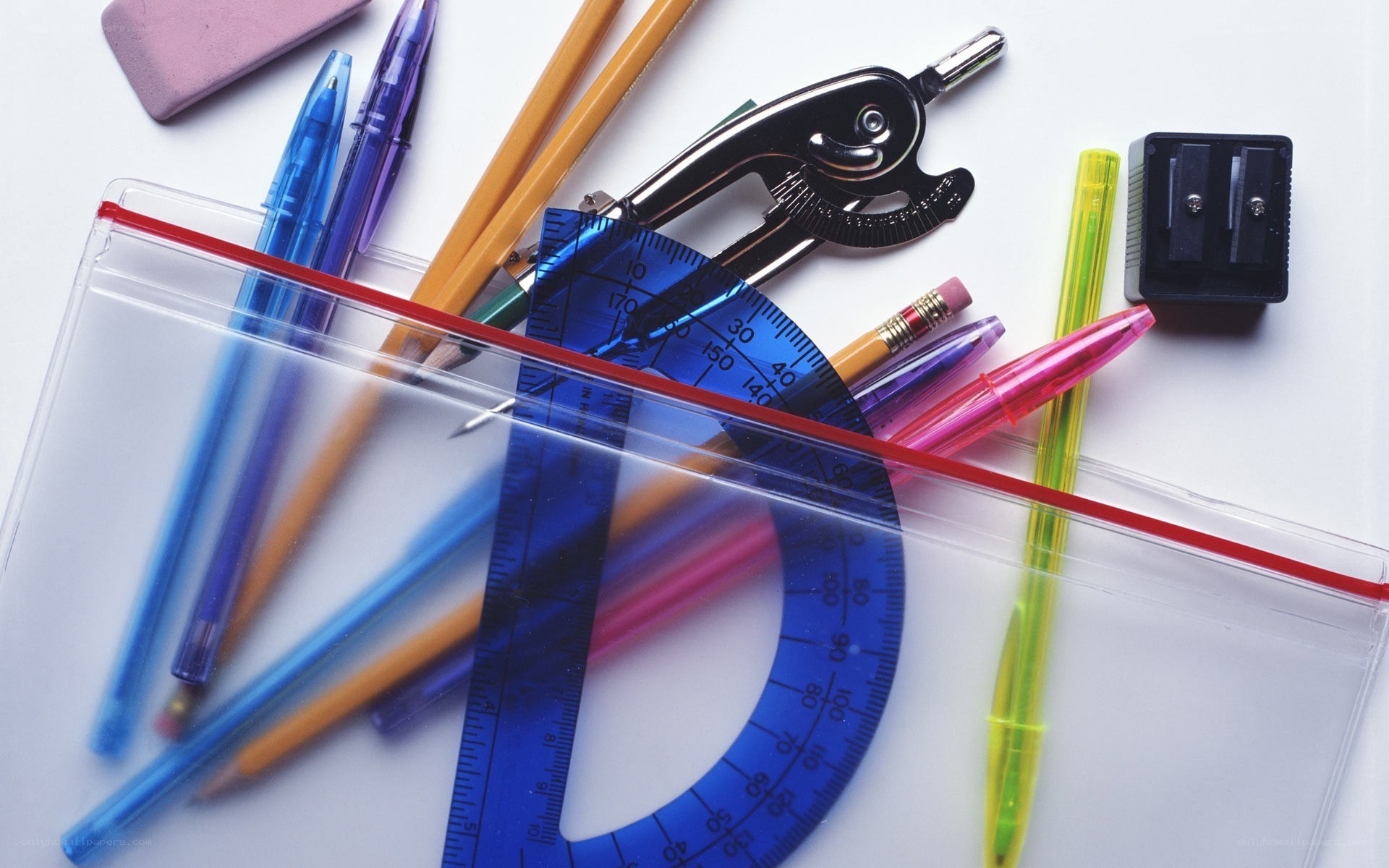 School supplies on a desk