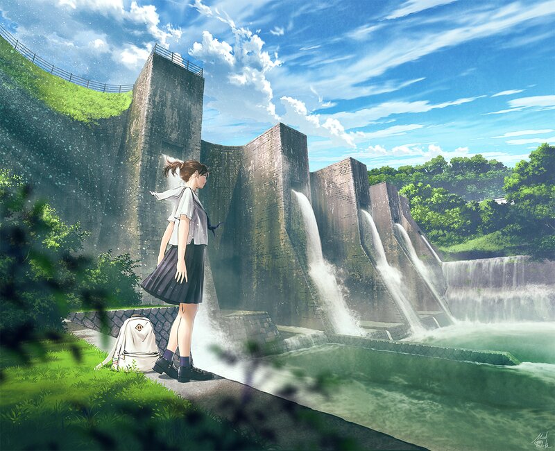 Schoolgirl at Dam