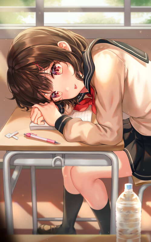 Schoolgirl at Desk