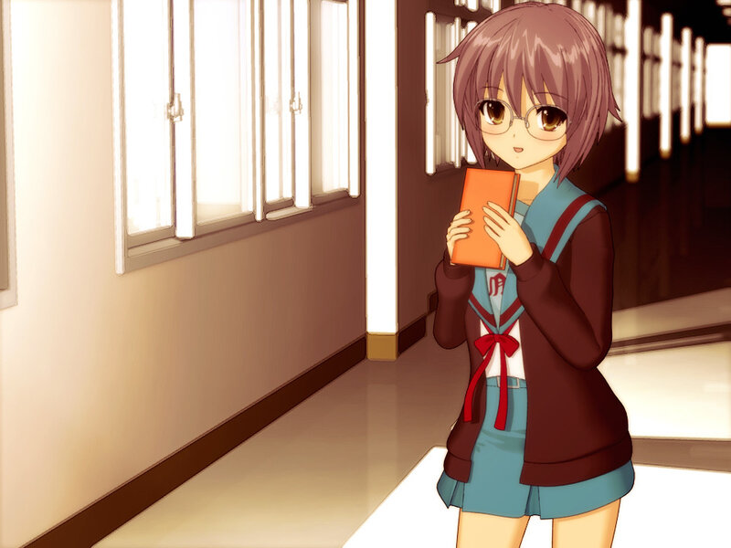 schoolgirl holding book in hallway