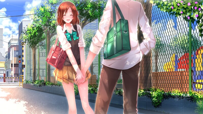 Schoolgirl Holding Hands