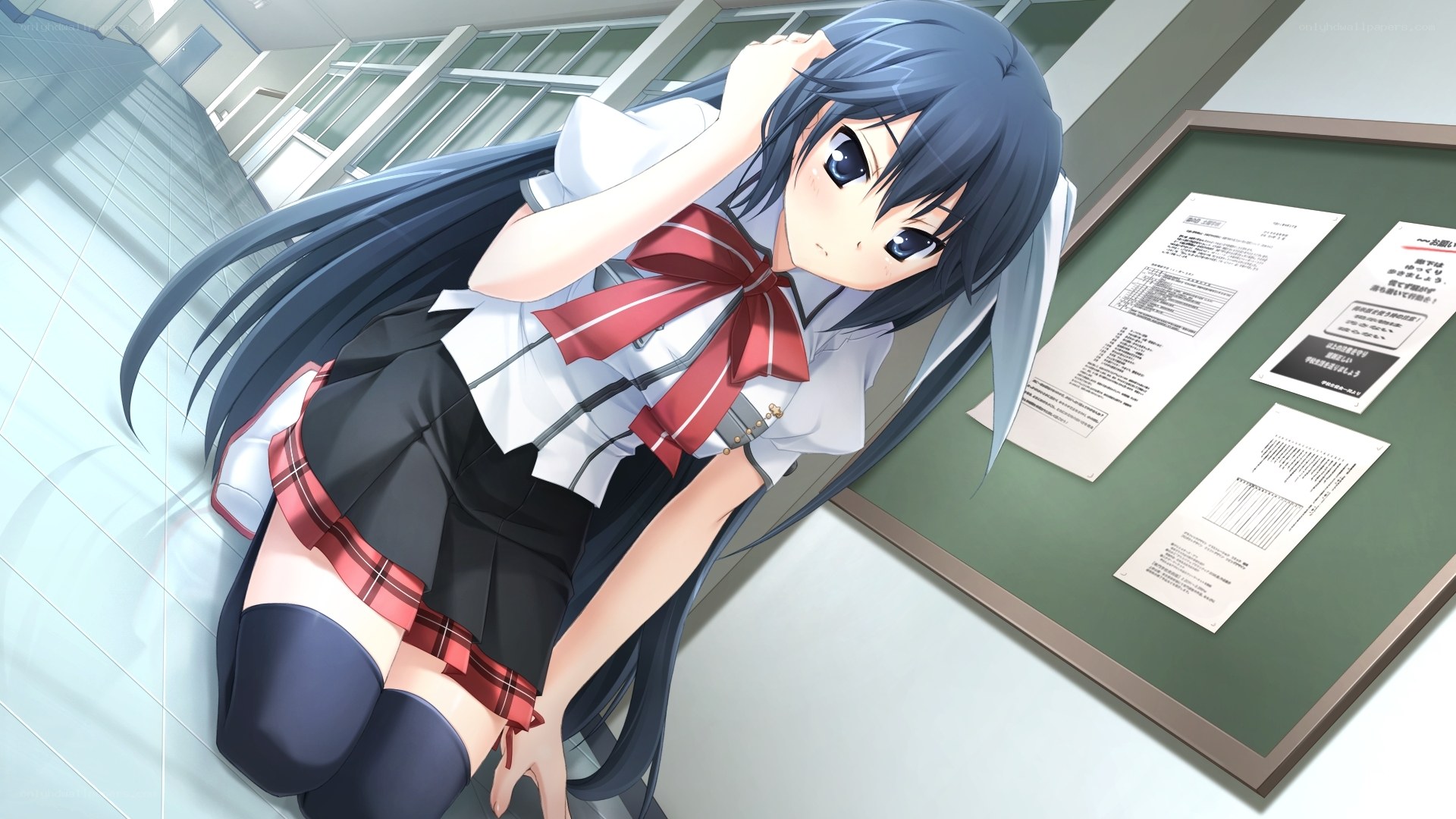 schoolgirl in hallway