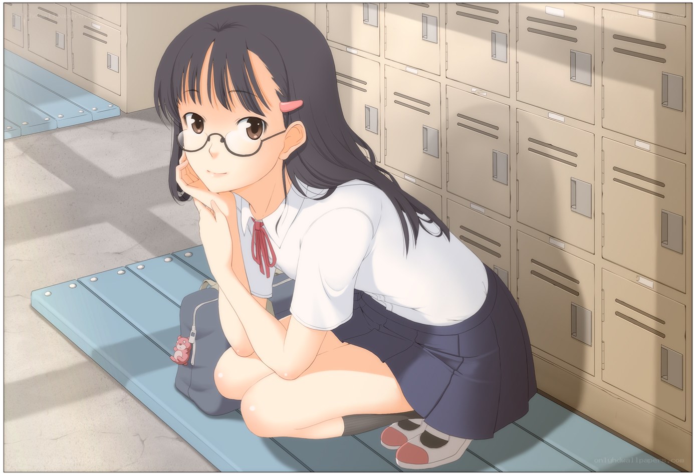 schoolgirl in locker room