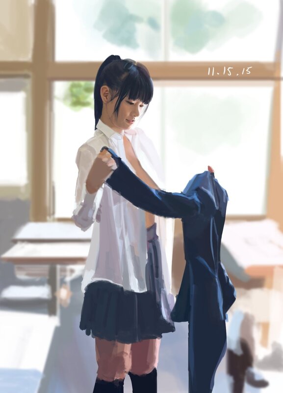 Schoolgirl in Uniform — White