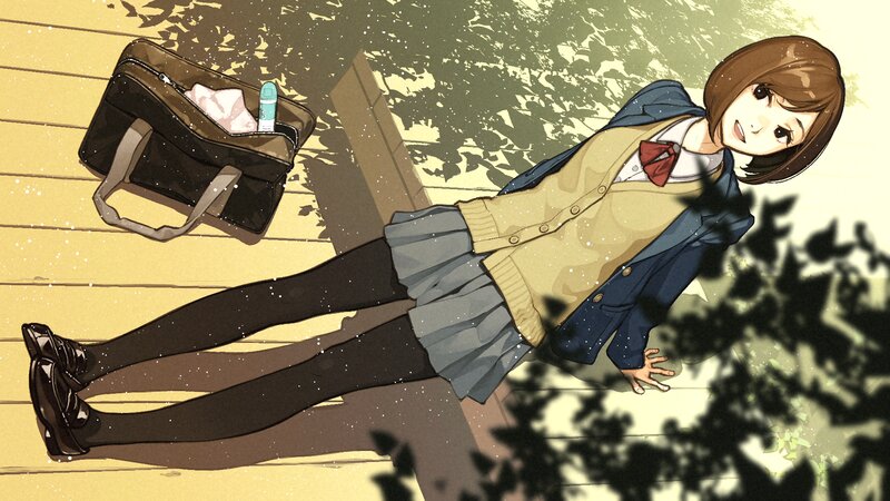 Schoolgirl Lying on Ground