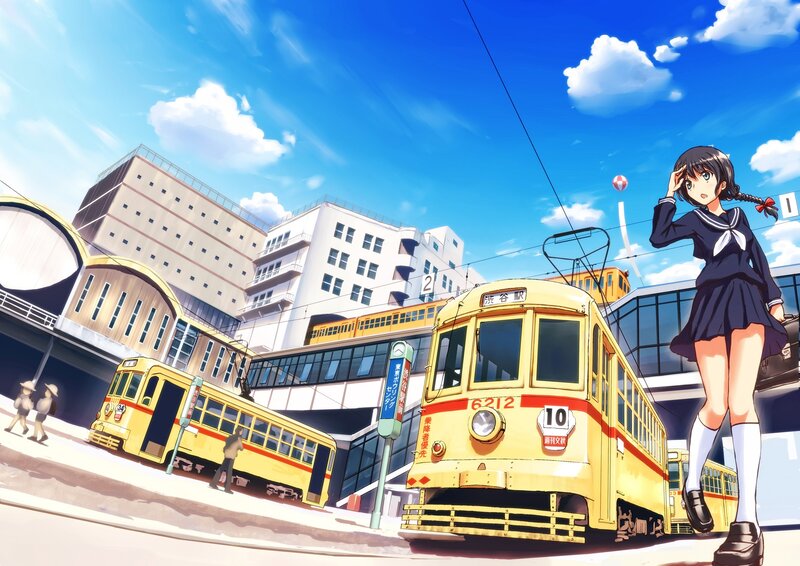 Schoolgirl Near Tram