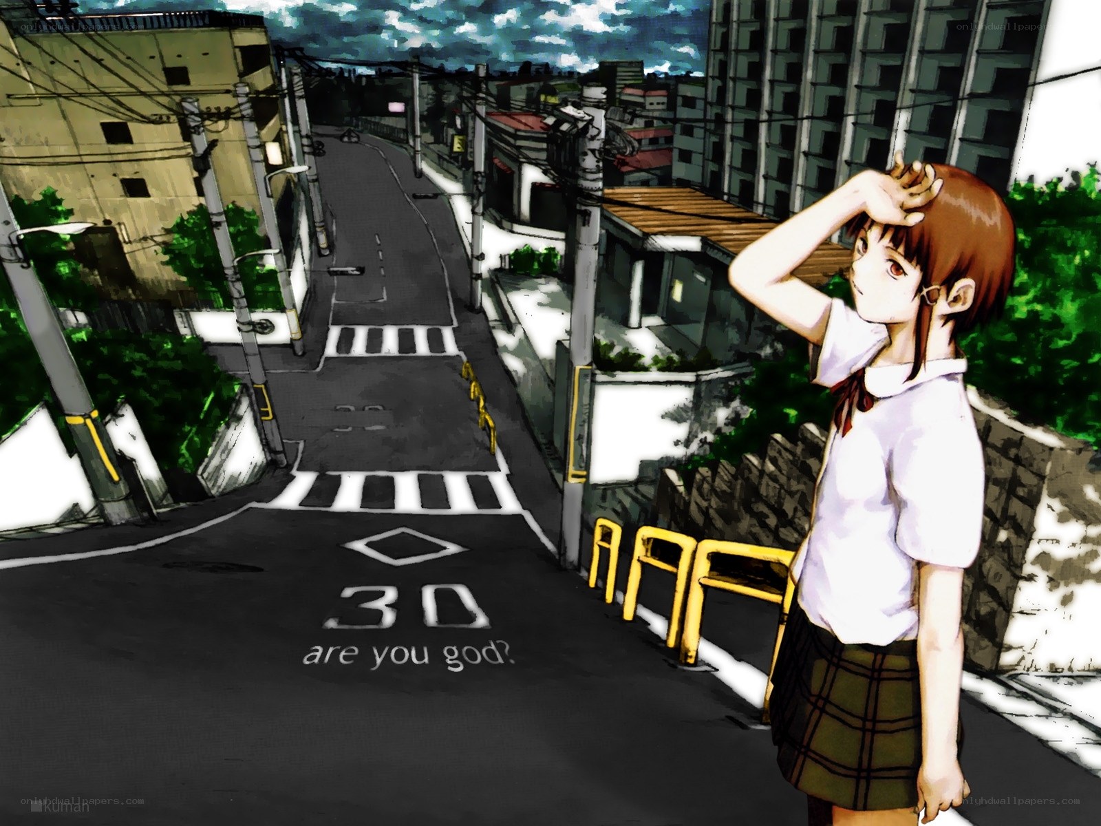 schoolgirl on a city street