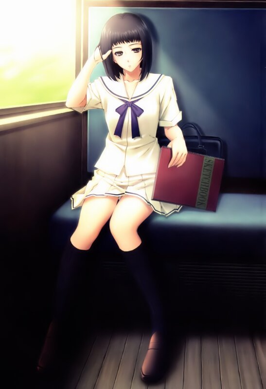 schoolgirl on a train