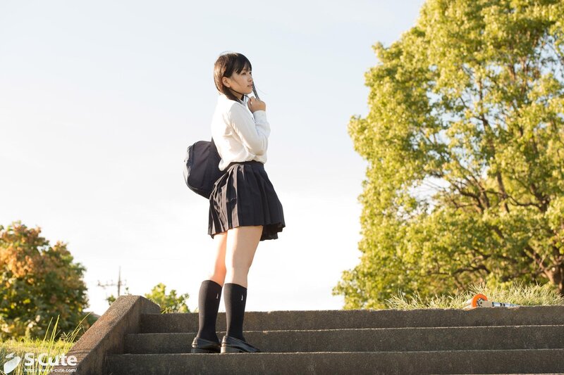 schoolgirl on outdoor steps