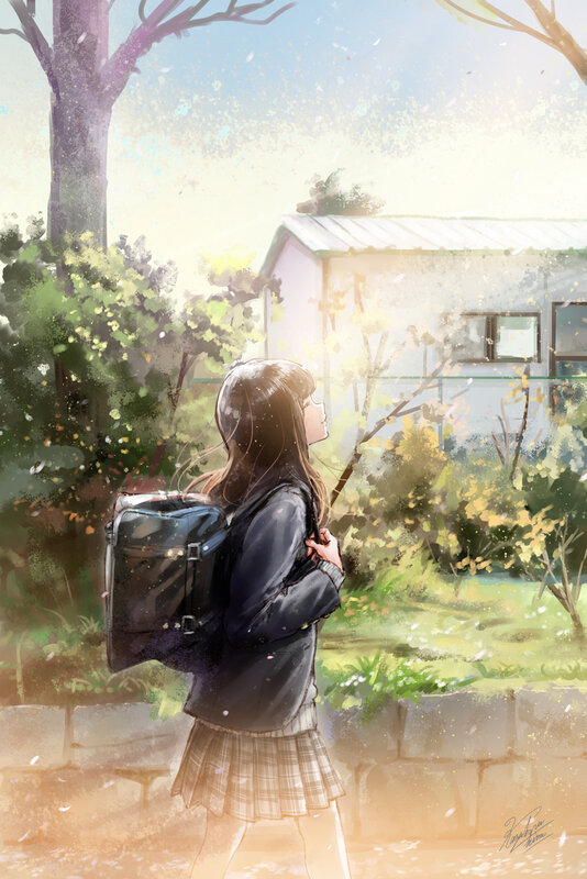 Schoolgirl with Backpack
