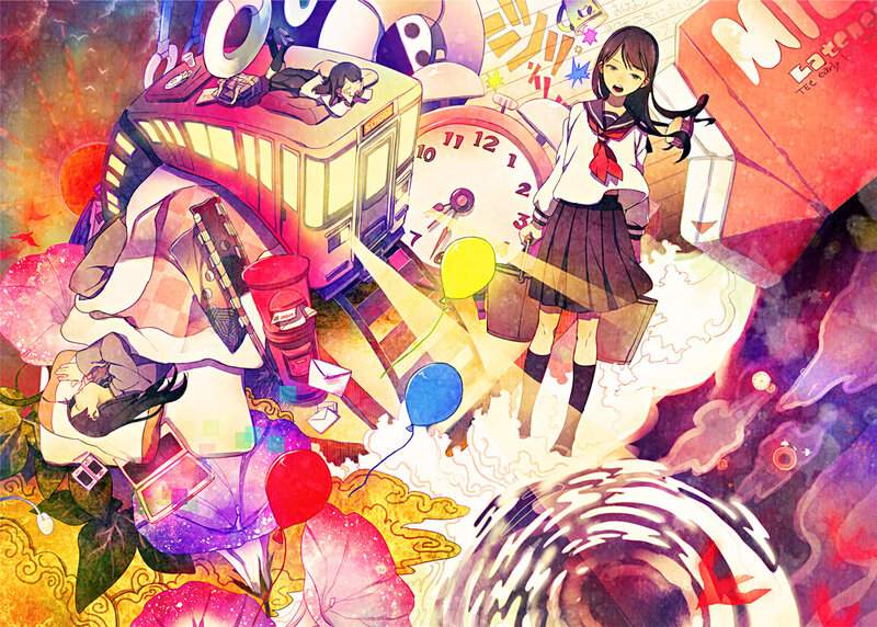 Schoolgirl with Balloons
