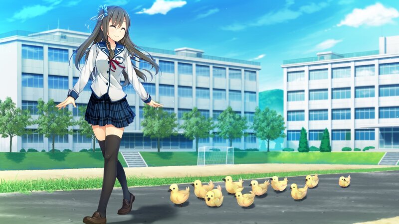 Schoolgirl with Ducklings