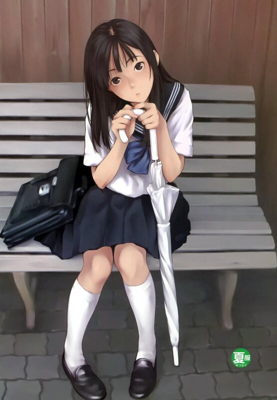 Schoolgirl with umbrella