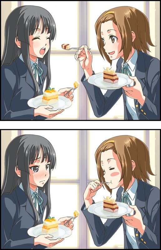 schoolgirls eating cake