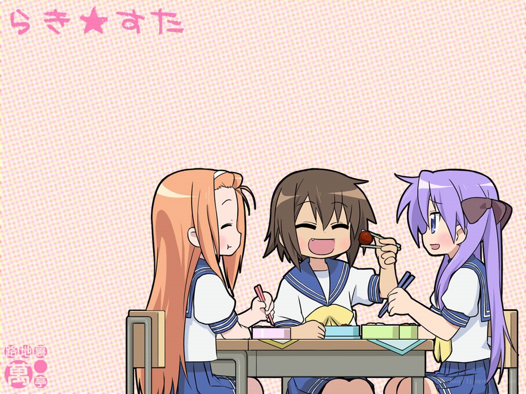 Schoolgirls eating lunch