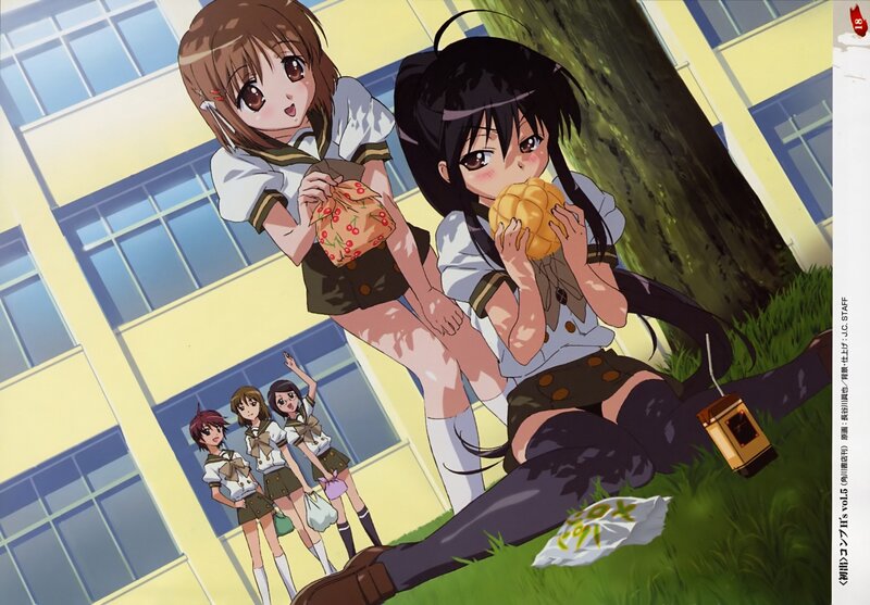 Schoolgirls Eating Snacks — Green