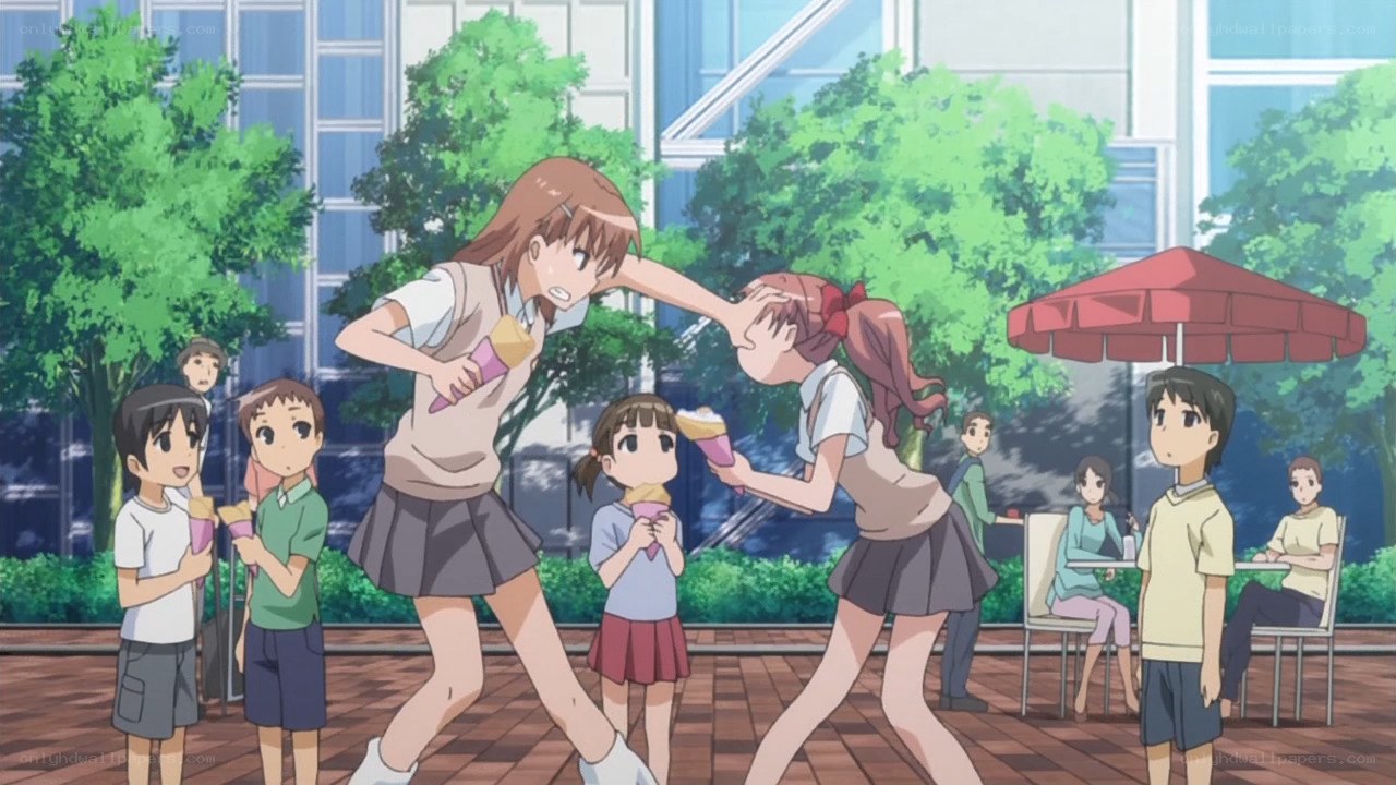 Schoolgirls fighting over ice cream