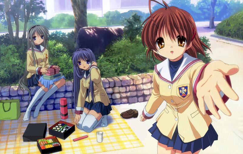 Schoolgirls having a picnic