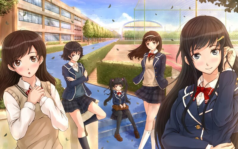 schoolgirls in a courtyard