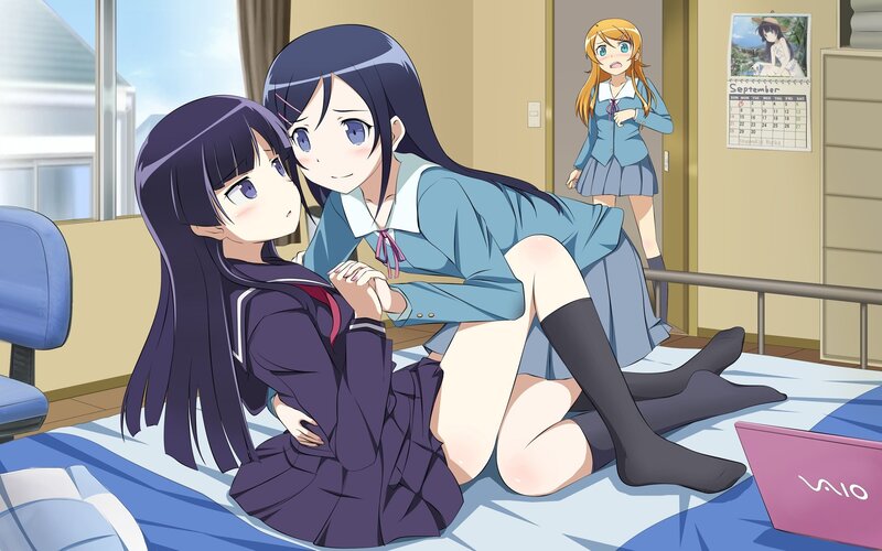 Schoolgirls in a dorm room