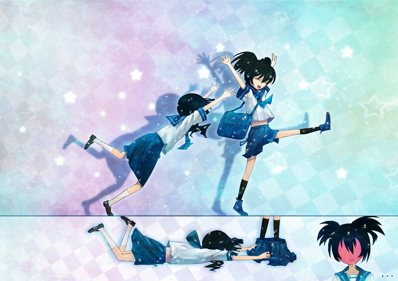 Schoolgirls in a dreamy scene