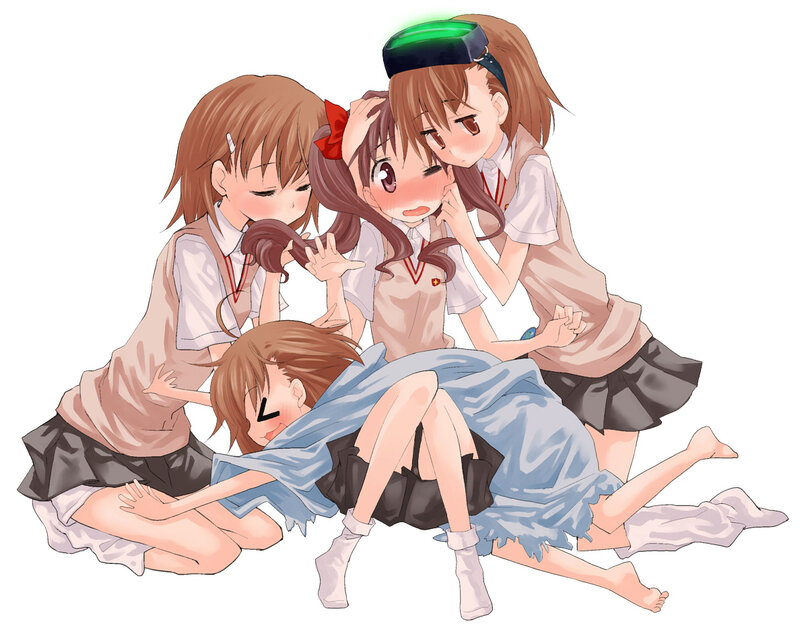 schoolgirls in a pile