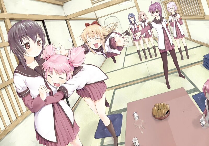 Schoolgirls in a playful scene
