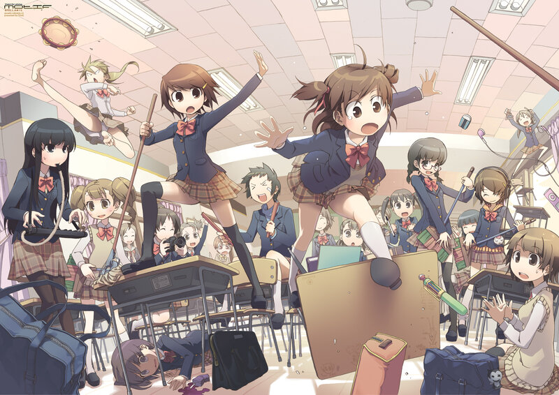 Schoolgirls in Chaotic Classroom
