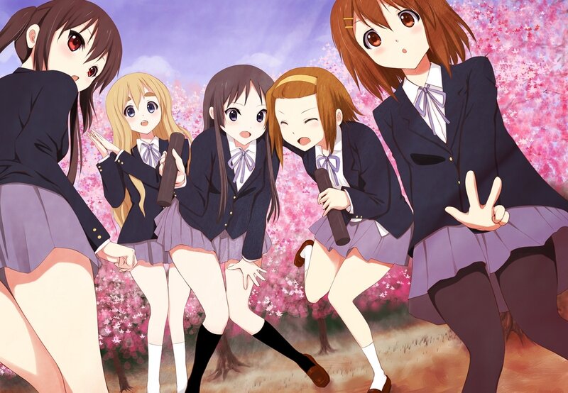 Schoolgirls in cherry blossom