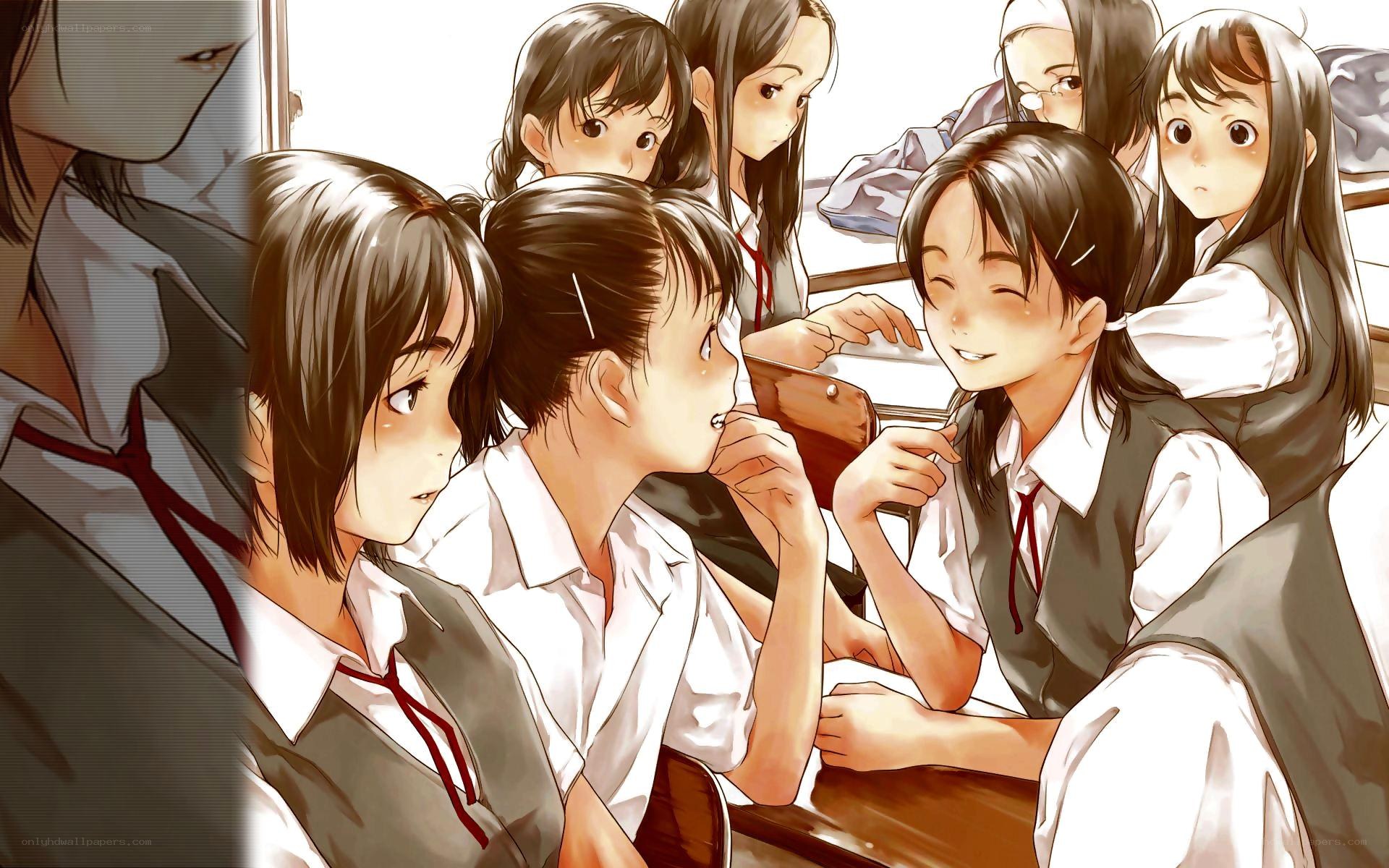 schoolgirls in classroom